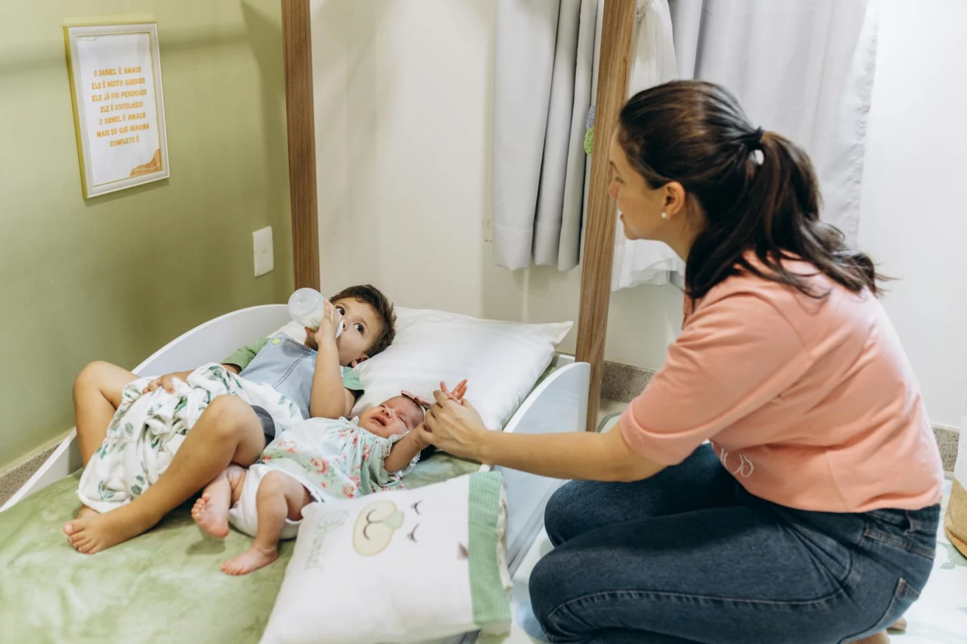 Morning cuddles on the bed show what is gentle parenting through a calm, nurturing start to the day
