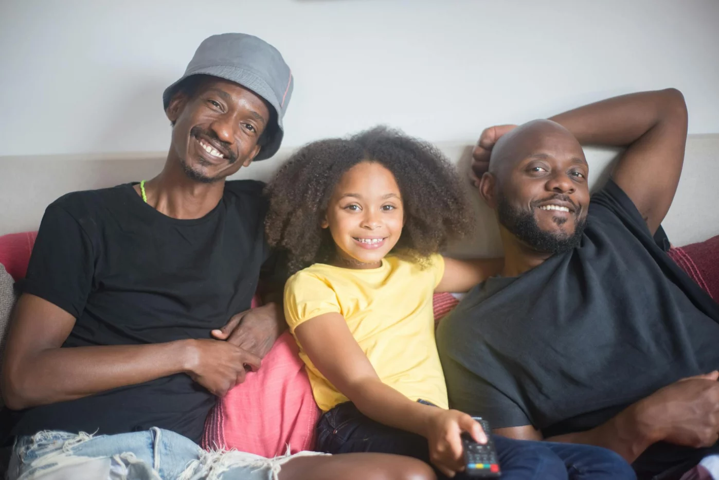 Family sitting together before a television show