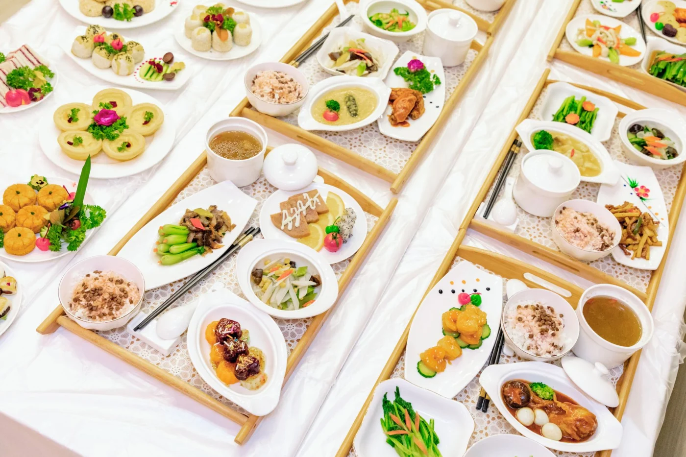 Asian-inspired dishes arranged as a choose-your-own meal idea for picky eaters